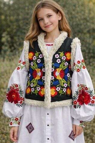 Дитяча жилетка до вишиванки &laquo;Львівська&raquo; чорна 5107 фото