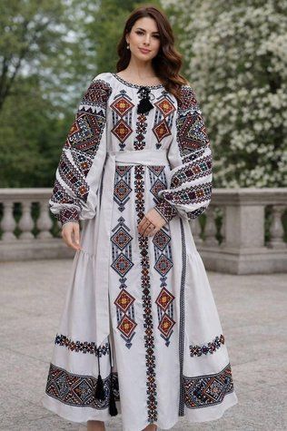 Вишита сукня &laquo;Шлях роду&raquo; колір капучіно 5063 фото